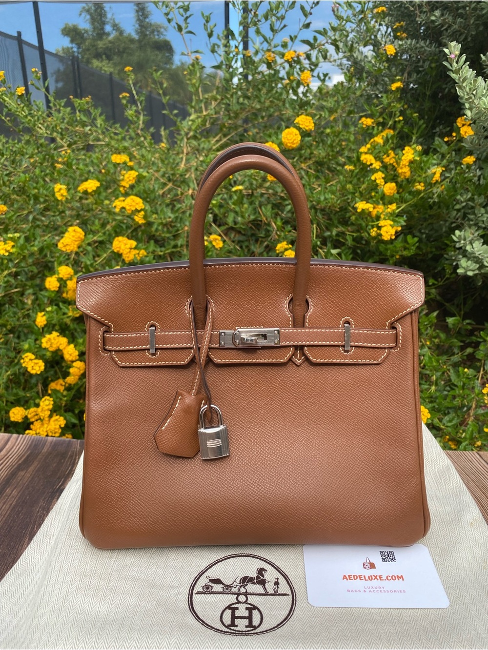Hermès Birkin 25 Gold Epsom Palladium Hardware + Box + Dust Bag + CoA